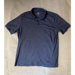 Tommy Bahama Island Zone Polo Shirt Mens XL Navy Striped Cotton Blend Fish